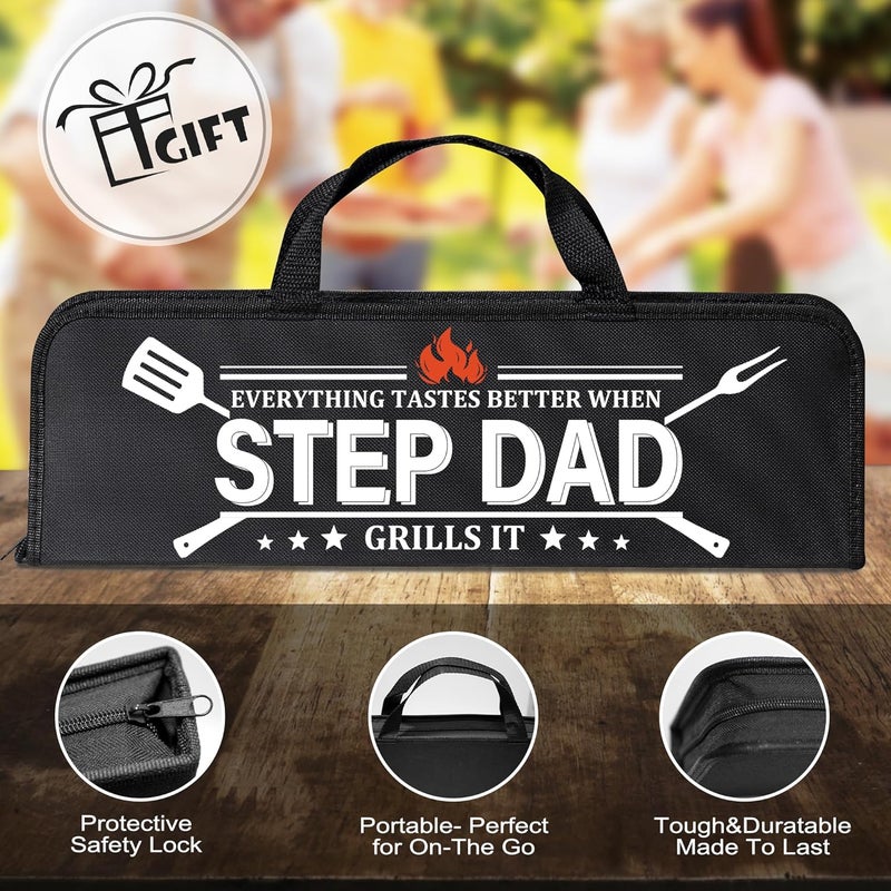 LEWARAN Step Dad Gifts, Gift for Stepdad from Step Daughter on Christmas Grilling Accessories, Heavy Duty Stainless Steel Grill Set BBQ Grill Tools for Outdoor Grill with Aluminum Case, Camping Grill Utensils - Image 5